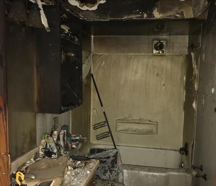Bathroom destroyed by fire